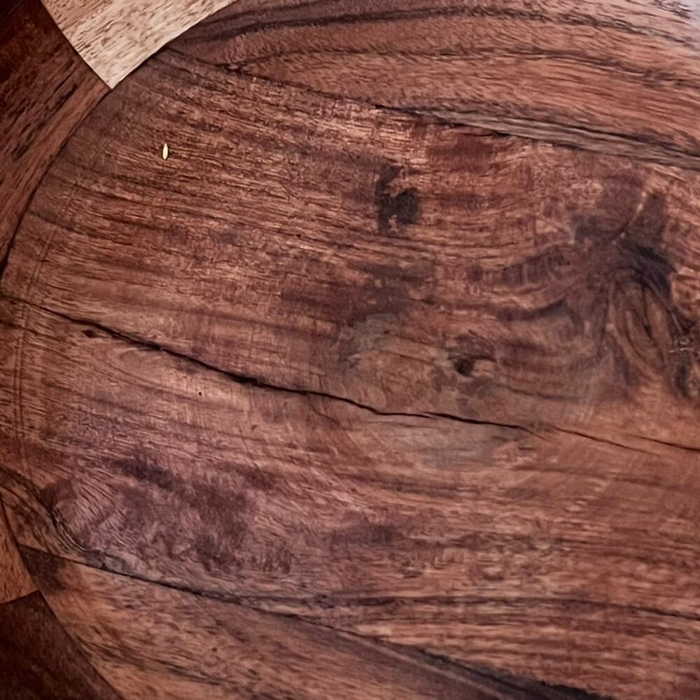 Large Acacia Wood Bowl Decor Serving Bowl 12.5" Tonal Hardwood Strips - Picture 3 of 12